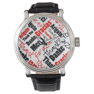 Red and Black Thank You Word Cloud Watch