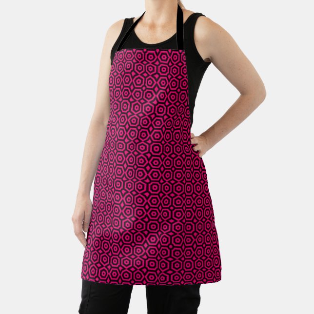 Red and black trendy geometric art deco pattern  apron (Insitu)