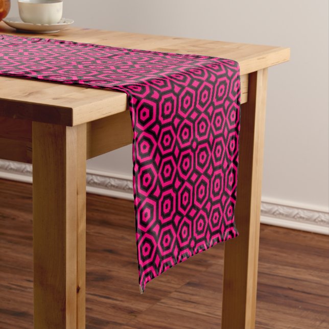Red and black trendy geometric art deco pattern  short table runner (In Situ)