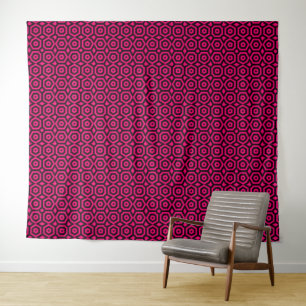 Red and black trendy geometric art deco pattern tapestry