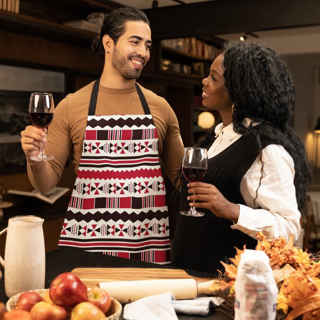 Red and Black Tribal Pattern Apron (tribal pattern apron)
