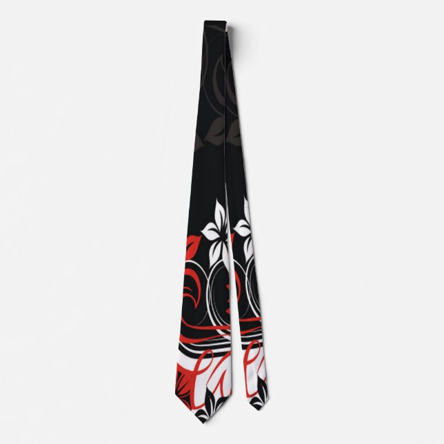 Red and Black Tribal Print Tie (Front)