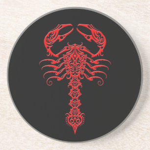 Red and Black Tribal Scorpion Coaster