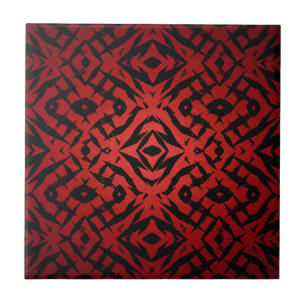 Red and black tribal shapes pattern tile