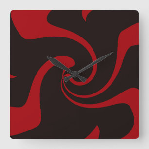 Red and Black Twist Square Wall Clock