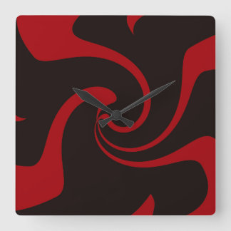 Red and Black Twist Square Wall Clock