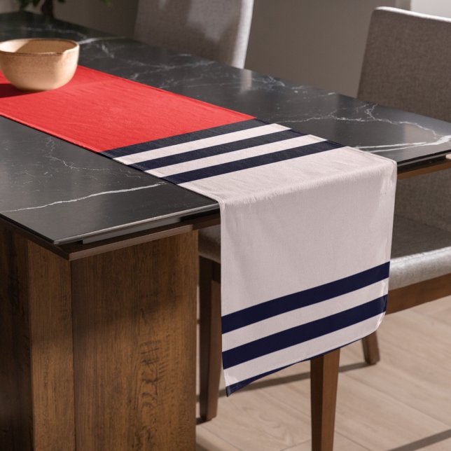 Red and Black Uniform Stripes Long Table Runner (table runner)