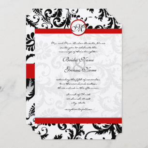 Red and Black Victorian Damask Wedding Invitation