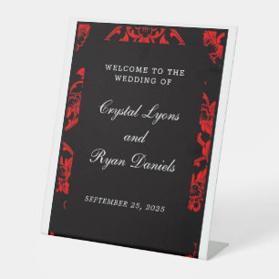 Red and Black Victorian Wedding Sign (Variation 2)