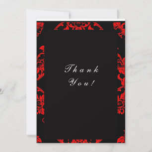 Red and Black Victorian Wedding Thank You Note Card