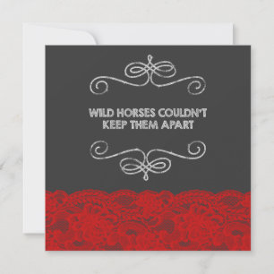 Red and Black Vintage Chalkboard Wedding Invitation