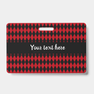 Red and Black Vintage Harlequin ID Badge