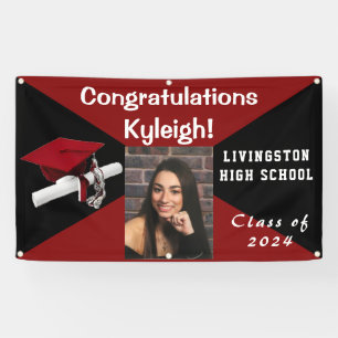 Red and Black Vinyl Graduation Photo Banner