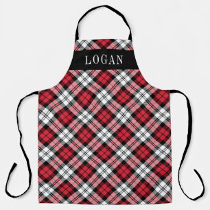 Red and Black Watch Plaid Personalised Holiday Apron