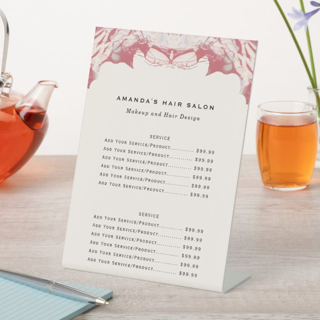 Red and Black Watercolor Biz Service Menu Pedestal Sign (In SItu)