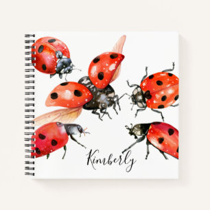 Red and Black Watercolor Ladybug  Notebook