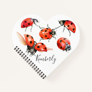 Red and Black Watercolor Ladybug  Notebook