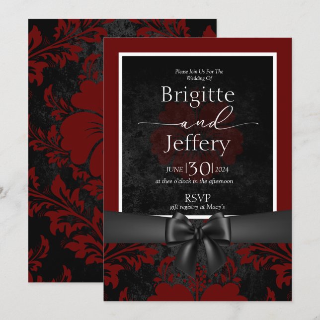 Red and black wedding invitation  (Front/Back)