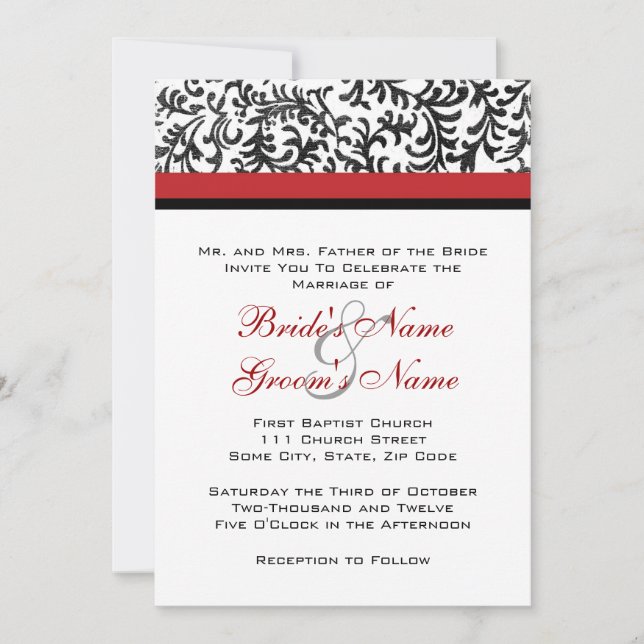 Red and Black Wedding Invitation (Front)