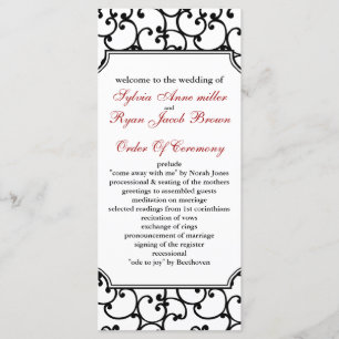 red and black Wedding program Programme