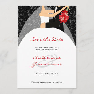 Red and Black Wedding Save the Date cards