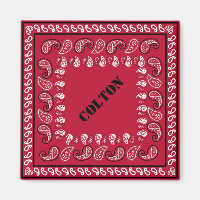 Red and Black Western Paisley Bandanna Personalise