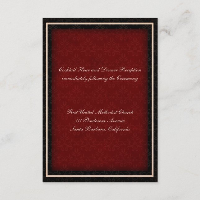 Red and Black Winter Wedding Reception Card (Front)