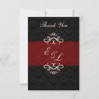 Red and Black Winter Wedding Thank You Note Card