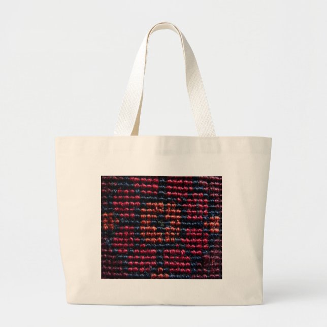 Red and Black Woven Carpet Pattern Large Tote Bag (Front)