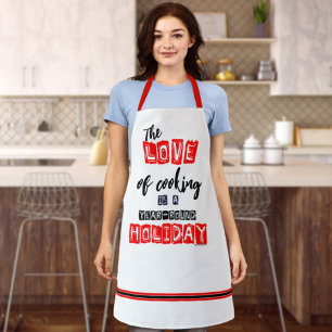 Red and Black Year-Round Cooking Love Holiday  Apron