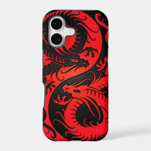 Red and Black Yin Yang Chinese Dragons