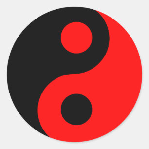 Red and Black Yin Yang Classic Round Sticker