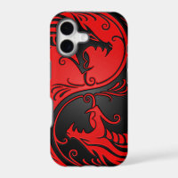 Red and Black Yin Yang Dragons