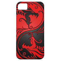 Red and Black Yin Yang Dragons