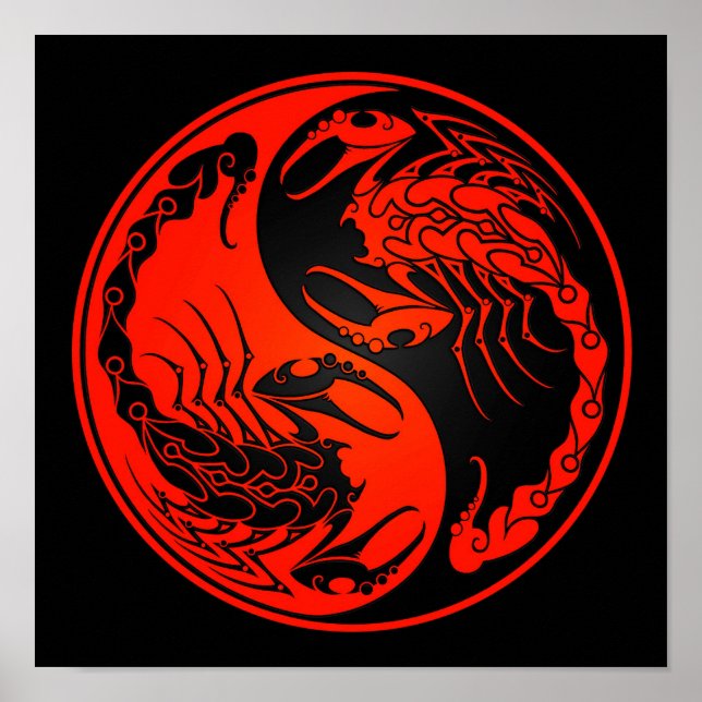 Red and Black Yin Yang Scorpions Poster (Front)