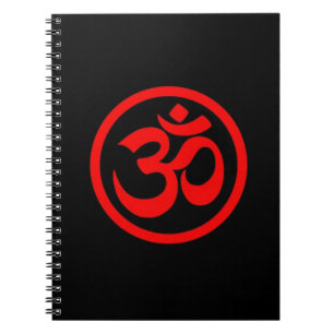 Red and Black Yoga Om Circle Notebook