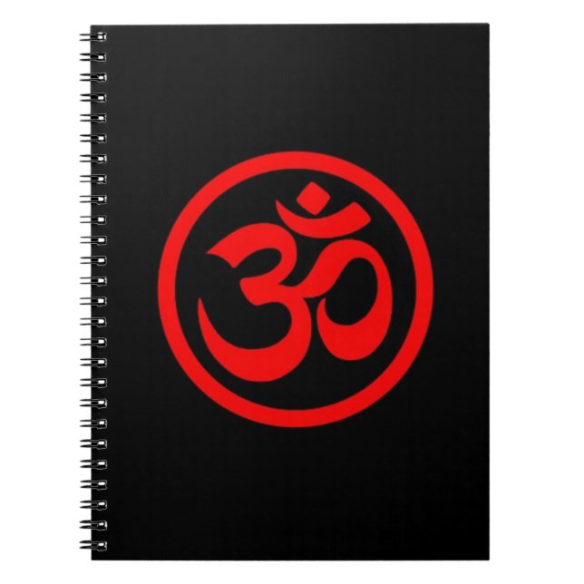 Red and Black Yoga Om Circle Notebook (Front)
