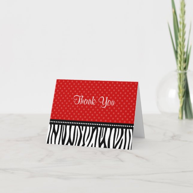Red and Black Zebra Polka Dot Thank You (Front)