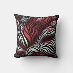 Red and Black Zebra Print Pillow
