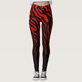 Red and Black Zebra Stripes: Stylish Leggings