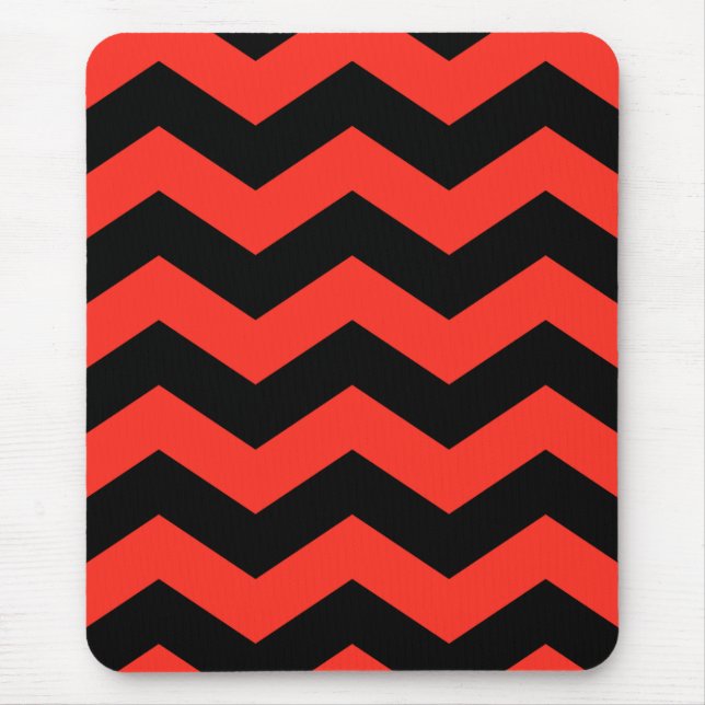 Red and Black Zig Zag Pattern Mouse Mat (Front)