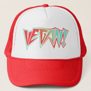 Red and Blue 1980s Rocker Vegan Trucker Hat
