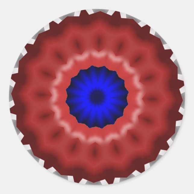 Red and Blue 3D Ring Classic Round Sticker (Front)