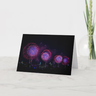 Red and Blue 4th of July Fireworks Card