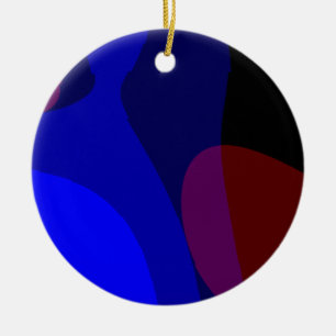 Red And Blue Abstract Art 601 Ceramic Tree Decoration
