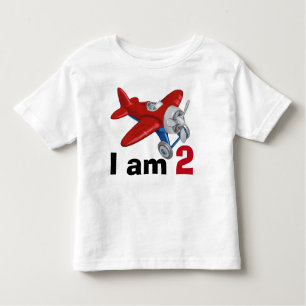Red and Blue Aeroplane Birthday Age 2 Toddler T-Shirt