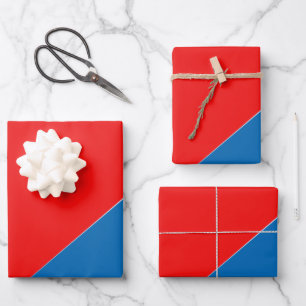 Red and blue aesthetic wrapping paper sheet