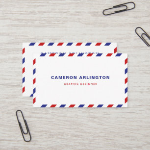 Red and Blue Air Mail Envelope Business Card