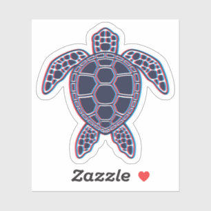 Red And Blue Anaglyph 3D Glitch Effect Sea Turtle