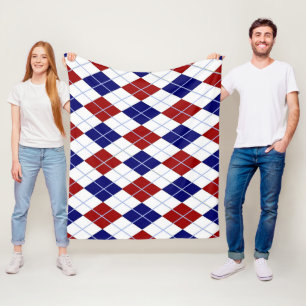 Red and Blue Argyle Fleece Blanket
